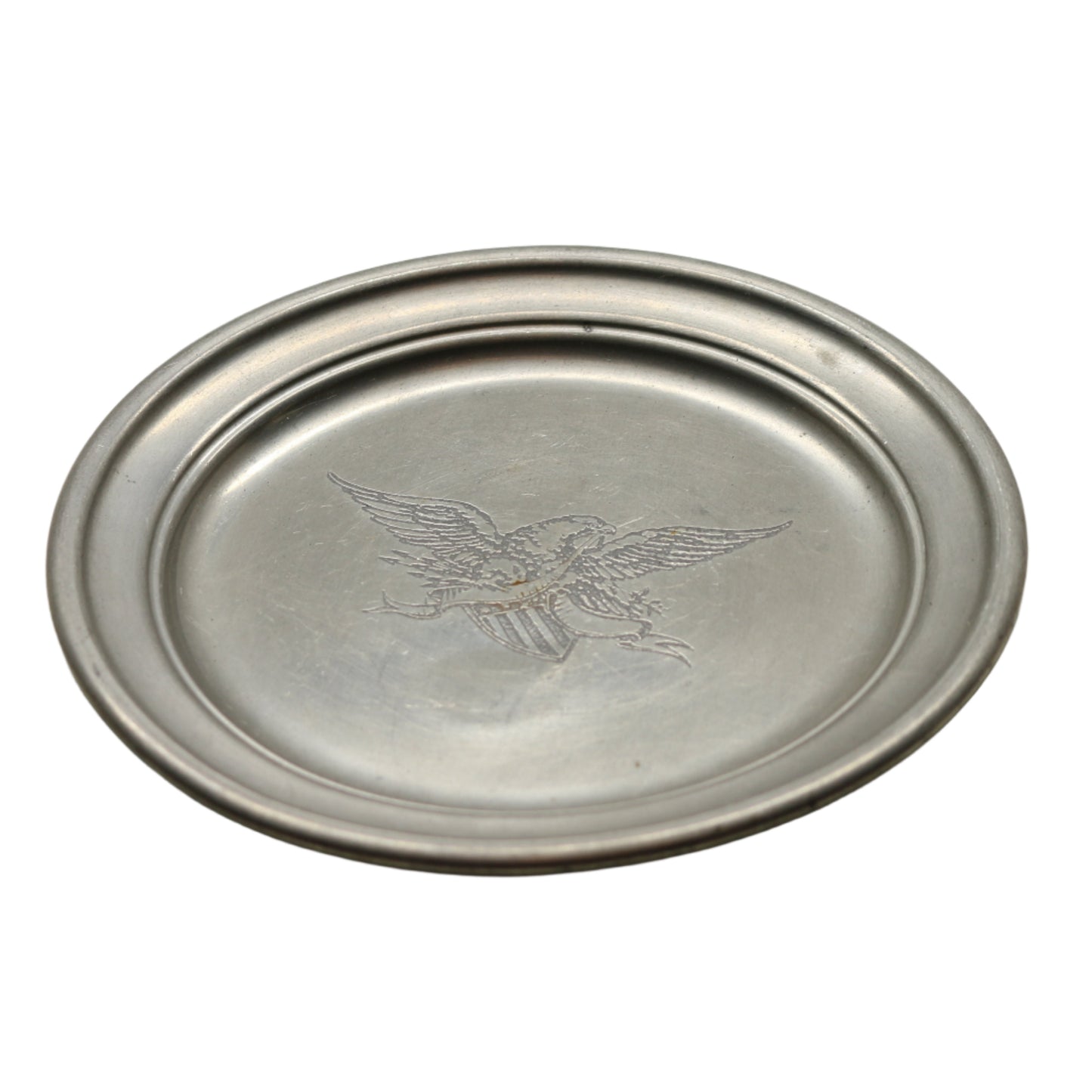 Vintage International Pewter & Pine Pewter Plate with Eagle Engraving – Patriotic Classic!