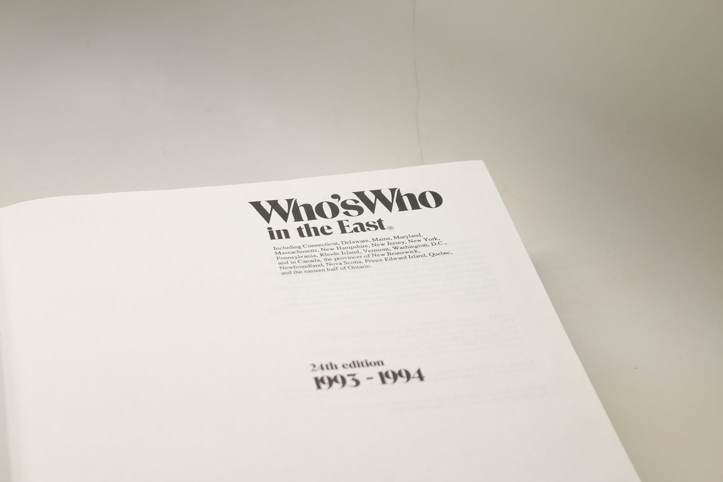 "Who's Who in the East" 1993-1994, 24th Edition – A Marquis Who's Who Publication