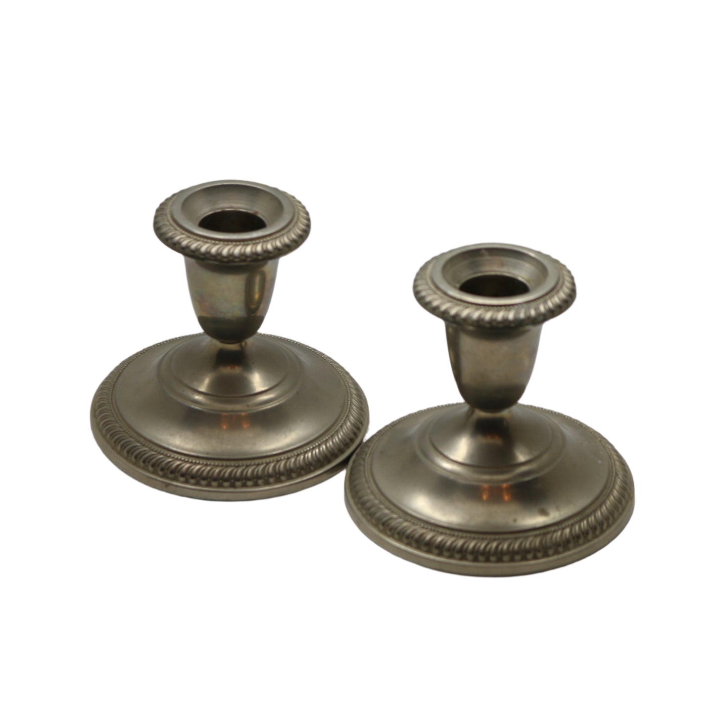 Vintage Pair of Pewter Candle Holders – Elegant Rustic Charm!